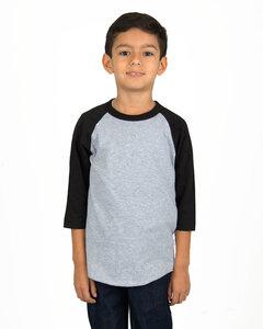 Shaka Wear SHRAGY - Youth 6 oz., 3/4-Sleeve Raglan Heather Gry/Blk