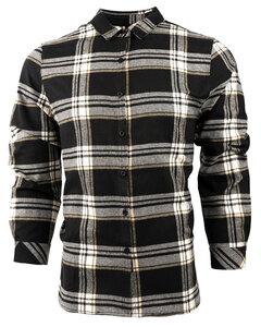 Burnside B5212 - Ladies Yarn-Dyed Long Sleeve Plaid Flannel Shirt Black/Ecru