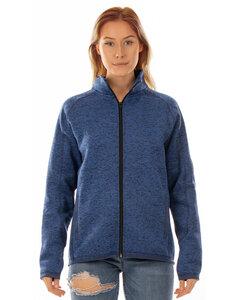 Burnside B5901 - Ladies Sweater Knit Jacket Heather Marina