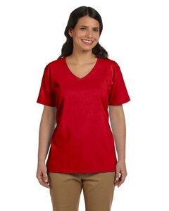 Hanes 5780 - Ladies Essential-T V-Neck T-Shirt De color rojo oscuro