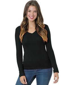 Bayside BA3415 - Juniors 4.2 oz.,  Fine Jersey Long-Sleeve V-Neck T-Shirt