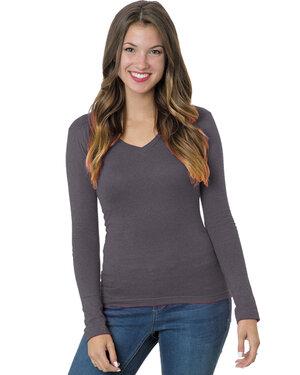 Bayside BA3415 - Juniors 4.2 oz.,  Fine Jersey Long-Sleeve V-Neck T-Shirt