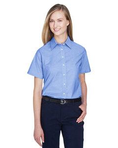 Harriton M600SW - Ladies Short-Sleeve Oxford with Stain-Release Azul Cielo