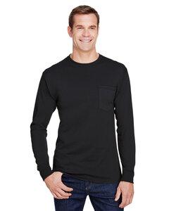 Hanes W120 - Adult Workwear Long-Sleeve Pocket T-Shirt Negro
