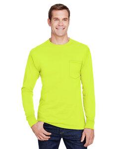 Hanes W120 - Adult Workwear Long-Sleeve Pocket T-Shirt Seguridad Verde