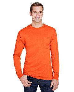 Hanes W120 - Adult Workwear Long-Sleeve Pocket T-Shirt Seguridad de Orange