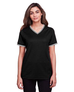 Devon & Jones DG20CW - Ladies CrownLux Performance Plaited Tipped V-Neck Polo