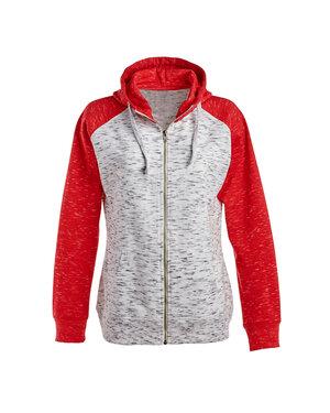 J. America JA8679 - Ladies Mélange Fleece 2-Tone Full-Zip Hooded Sweatshirt