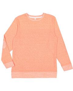 LAT 6965 - Adult Harborside Melange French Terry Crewneck with Elbow Patches Papaya Melange