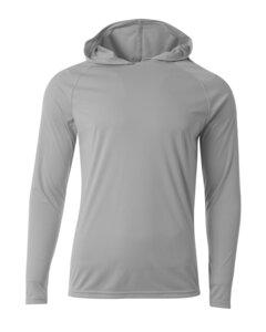A4 N3409 - Men's Cooling Performance Long-Sleeve Hooded T-shirt Plata