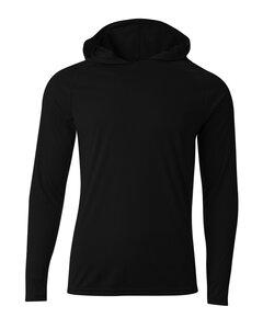 A4 N3409 - Men's Cooling Performance Long-Sleeve Hooded T-shirt Negro