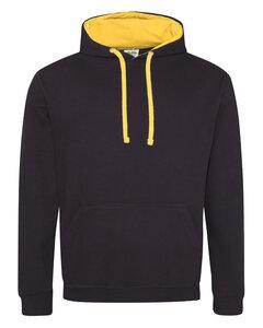 Just Hoods By AWDis JHA003 - Adult 80/20 Midweight Varsity Contrast Hooded Sweatshirt Jet Black/Gold
