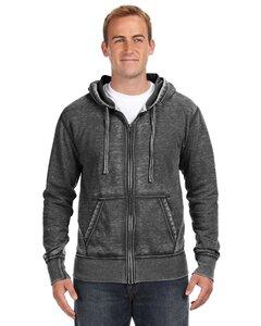 J. America 8916 - Vintage Zen Fleece Full-Zip Hooded Sweatshirt Twisted Black