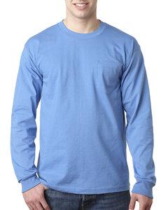 Bayside 8100 - USA-Made Long Sleeve T-Shirt with a Pocket Carolina del Azul