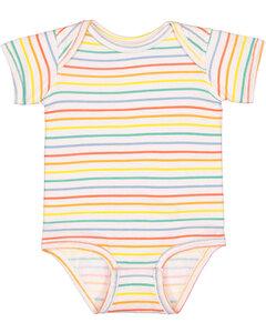 Rabbit Skins 4424 - Fine Jersey Infant Lap Shoulder Creeper Rainbow Stripe
