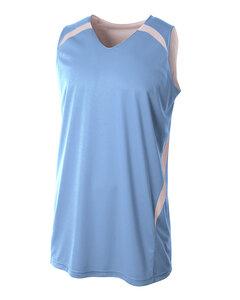A4 N2372 - ADULT DOUBLE/DOUBLE REVERSIBLE JERSEY Light Blue/Wht