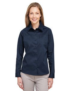 Harriton M585LW - Ladies Advantage IL Long-Sleeve Workshirt Dark Navy