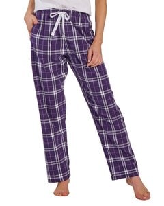 Boxercraft BW6620 - Ladies Haley Flannel Pant with Pockets Purple/Wht Pld