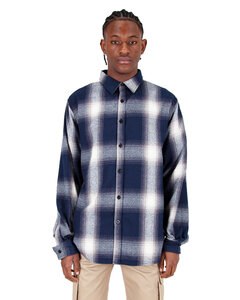 Shaka Wear SHHFS - Men's Plaid Flannel Overshirt Cream/ Navy