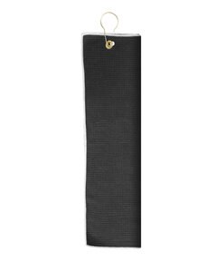 Pro Towels MW26TG - Microfiber Waffle Golf Towel with Tri-Fold Grommet Negro