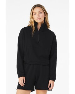 Bella+Canvas 3953 - Ladies Sponge Fleece Half-Zip Pullover Sweatshirt Negro