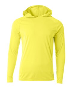 A4 N3409 - Men's Cooling Performance Long-Sleeve Hooded T-shirt Safety Yellow