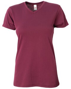 A4 NW3013 - Ladies Softek V-Neck T-Shirt Granate