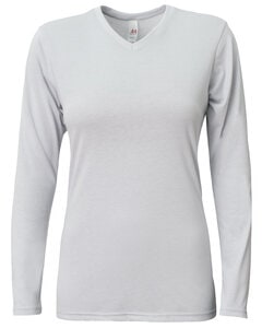 A4 NW3029 - Ladies Long-Sleeve Softek V-Neck T-Shirt Plata