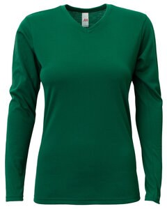 A4 NW3029 - Ladies Long-Sleeve Softek V-Neck T-Shirt Verde bosque