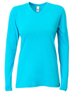 A4 NW3029 - Ladies Long-Sleeve Softek V-Neck T-Shirt Electric Blue