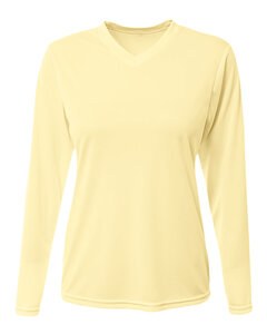 A4 NW3425 - Ladies Long-Sleeve Sprint V-Neck T-Shirt Light Yellow