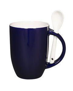 Prime Line CM124 - 12oz Dapper Ceramic Mug With Spoon Cobalto azul