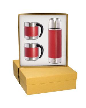 Leeman LG-9278 - Tuscany Thermal Bottle And Coffee Cups Gift Set