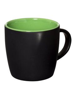 Prime Line CM103 - 12oz Riviera Ceramic Mug Black/Lime Grn