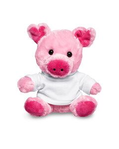 Prime Line TY6031 - 7" Plush Pig With T-Shirt Blanco