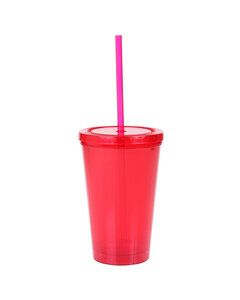Prime Line MG206 - 16oz Double-Wall Tumbler TRANSLUCENT RED
