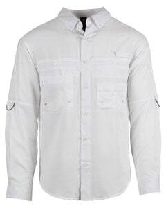 Burnside B2299 - Men's Functional Long-Sleeve Fishing Shirt Blanco
