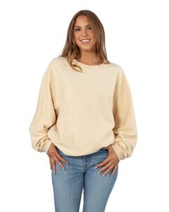 chicka-d 443CK - Ladies Corded Crew Sweatshirt Naturales
