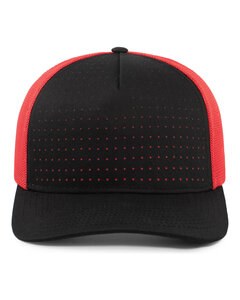 Pacific Headwear 105P - Perforated Trucker  Cap Black/Red/Blk