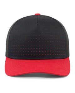 Pacific Headwear 105P - Perforated Trucker  Cap Navy/Red