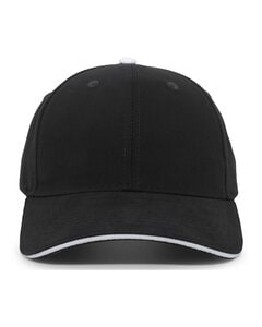 Pacific Headwear 121C - Brushed Twill Cap With Sandwich Bill Negro / Blanco