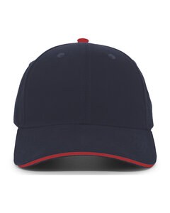Pacific Headwear 121C - Brushed Twill Cap With Sandwich Bill Navy/Red