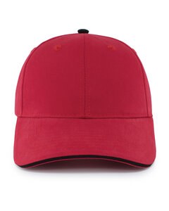 Pacific Headwear 121C - Brushed Twill Cap With Sandwich Bill Rojo / Negro