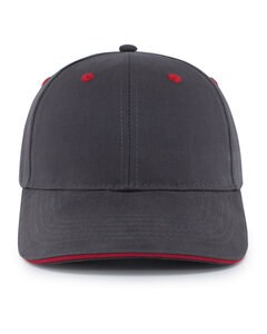 Pacific Headwear 121C - Brushed Twill Cap With Sandwich Bill Graphite/Red