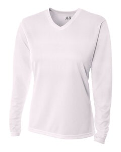 A4 NW3255 - Ladies Long Sleeve V-Neck Birds Eye Mesh T-Shirt